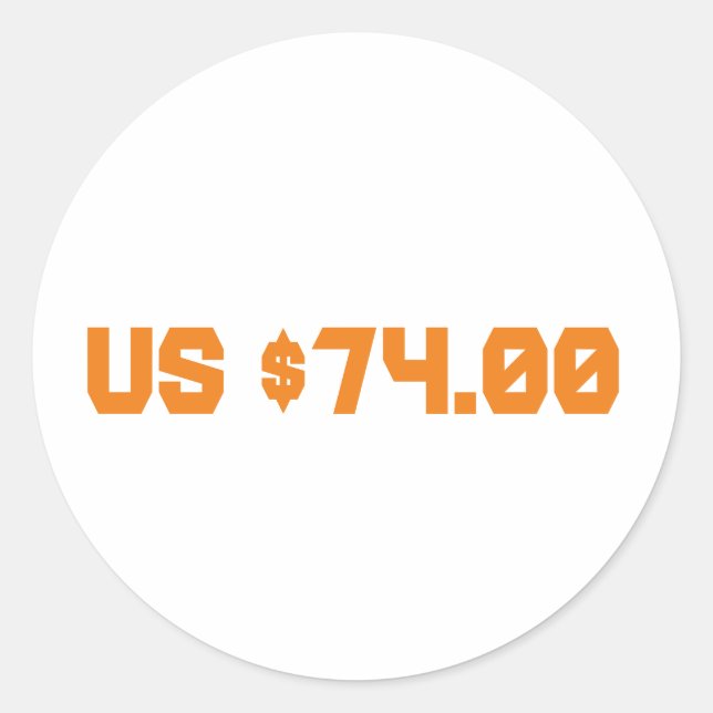 Adesivo Redondo Setenta e quatro dólares (Frente)