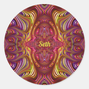 Adesivo Redondo SETH ~ Design Fractal Multicolorido ~