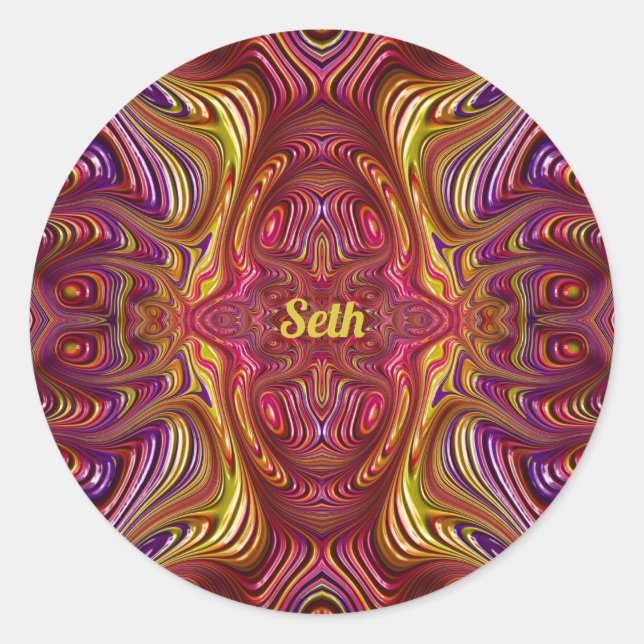 Adesivo Redondo SETH ~ Design Fractal Multicolorido ~ (Frente)