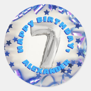 Adesivo Redondo Sétima Festa De Aniversário De 7 Anos