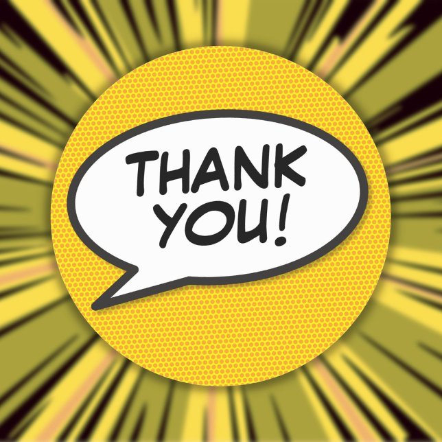 Adesivo Redondo Seu balão de fala de mensagem de agradecimento div (Criador carregado)