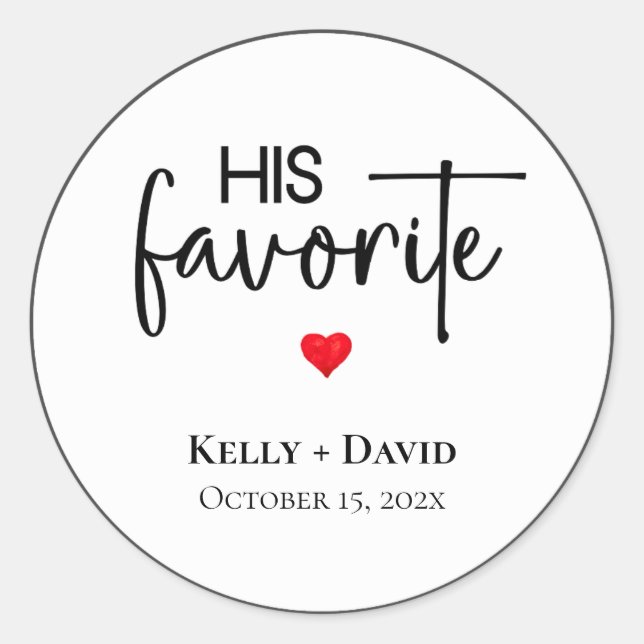 Adesivo Redondo Seu Casamento Favorito Vestidos para Tratar Bolsas (Frente)