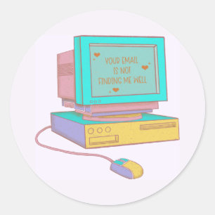 Adesivo Redondo Seu E-mail Não Me Encontra Bem Engraçado Retro