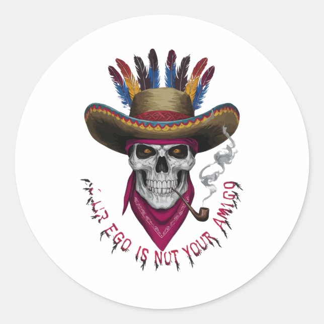 Adesivo Redondo Seu ego não é seu amigo (Frente)