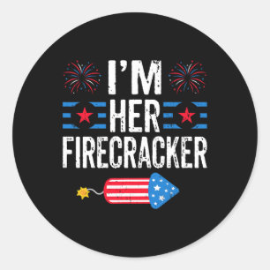 Adesivo Redondo Seu Firecracker 4 De Julho Fogos Correspondendo Co