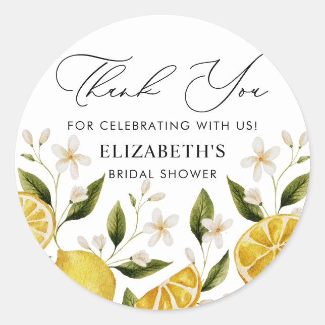 Adesivo Redondo Seu Grande Amor Chá de Noiva Citrino Amarelo (Frente)