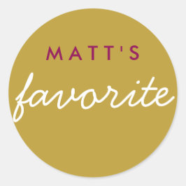 Adesivo Redondo "Seu" Lanche Favorito Magenta Dourado