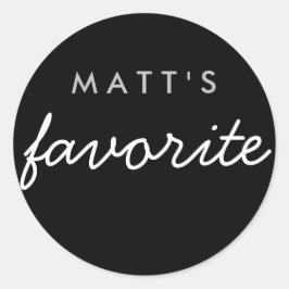 Adesivo Redondo "Seu" Lanche Favorito Preto Prata