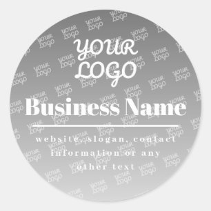Adesivo Redondo Seu logotipo aqui Cinza de padrão e branco