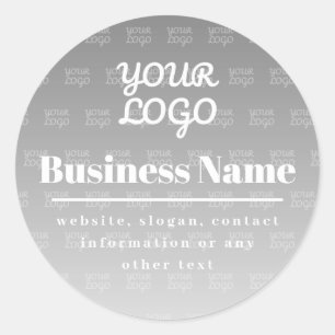 Adesivo Redondo Seu logotipo aqui Cinza de padrão e branco