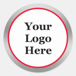 Adesivo Redondo Seu logotipo aqui Modelo de prata branca brilhante