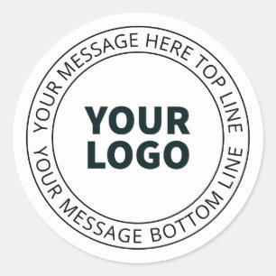 Adesivo Redondo Seu logotipo carregado + texto circular editável