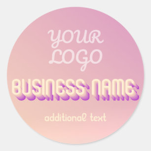 Adesivo Redondo Seu logotipo com cores do pôr do sol e nome retrô-