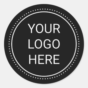 Adesivo Redondo Seu logotipo de empresa Clássico redondo em preto
