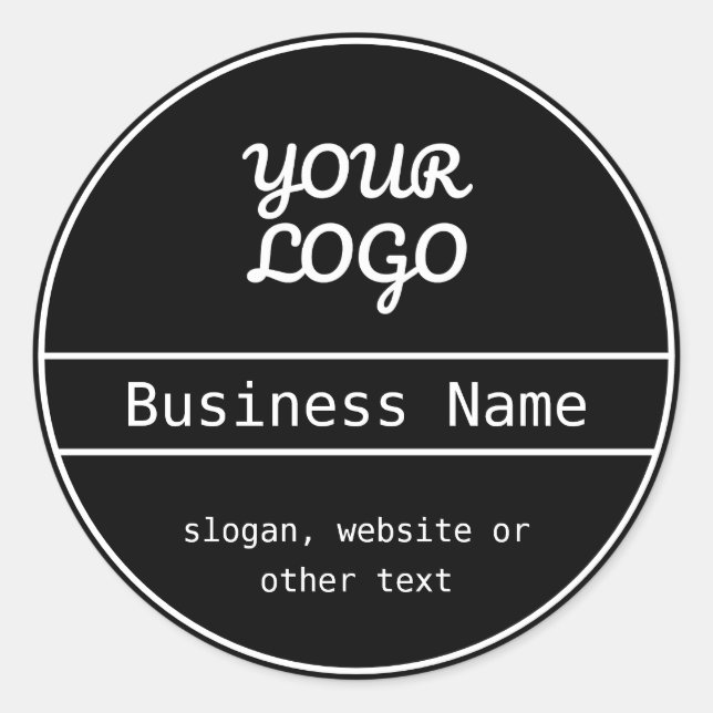 Adesivo Redondo Seu logotipo | Design único para empresas editávei (Frente)