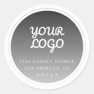 Adesivo Redondo Seu logotipo e endereço de devolução do gradiente