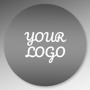 Adesivo Redondo Seu Logotipo & Elegante Ombre Cinza Escuro Moderno