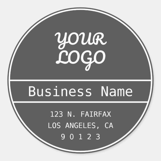 Adesivo Redondo Seu logotipo Endereço de devolução comercial editá (Frente)