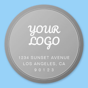 Adesivo Redondo Seu Logotipo Endereço de Remessa Cinza Gradiente Ú