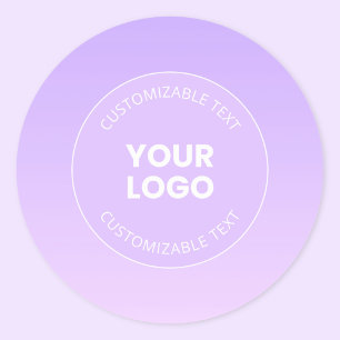 Adesivo Redondo Seu logotipo   Gradiente de Ombre de Lavanda Sutil