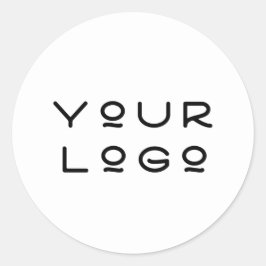 Adesivo Redondo Seu logotipo, moderno minimalismo metálico, branco