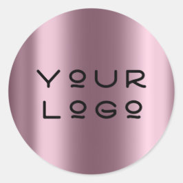 Adesivo Redondo Seu logotipo, moderno minimalismo metálico, Rosa o