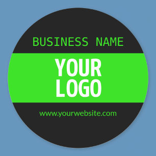 Adesivo Redondo Seu logotipo ou imagem Preto e verde brilhante