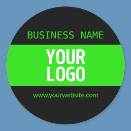 Adesivo Redondo Seu logotipo ou imagem | Preto e Verde Brilho