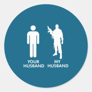 Adesivo Redondo Seu marido vs meu marido esposa do exército