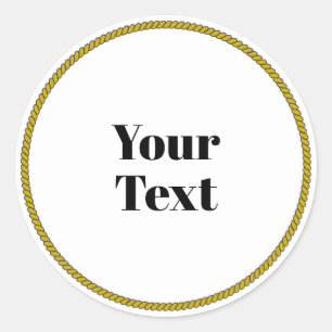 Adesivo Redondo Seu modelo de texto, círculo branco, texto preto,