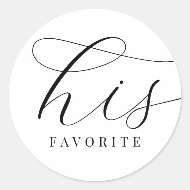Adesivo Redondo Seu noivo favorito, preto, branco elegante, mínimo (Frente)
