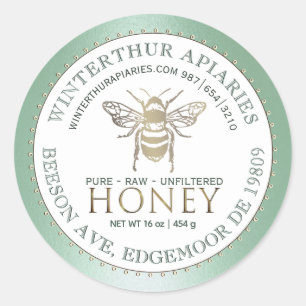 Adesivo Redondo Seu nome aqui é Green Honey Jar Bele Label editáve