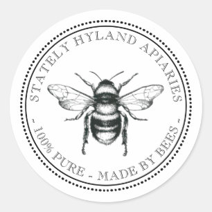Adesivo Redondo Seu Nome Aqui Vintage Honey Jar Lid Label 2