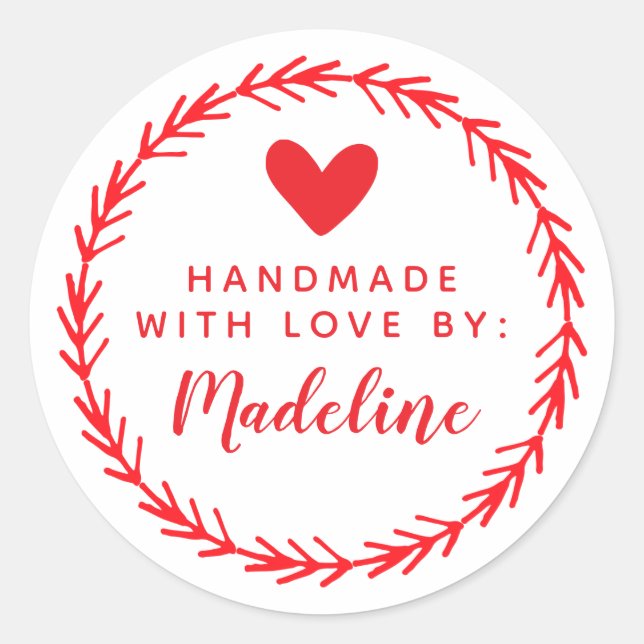 Adesivo Redondo Seu nome | Fabricado manualmente por (Frente)