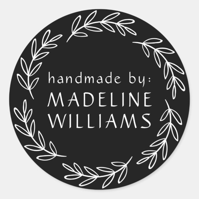 Adesivo Redondo Seu nome | Fabricado manualmente por (Frente)