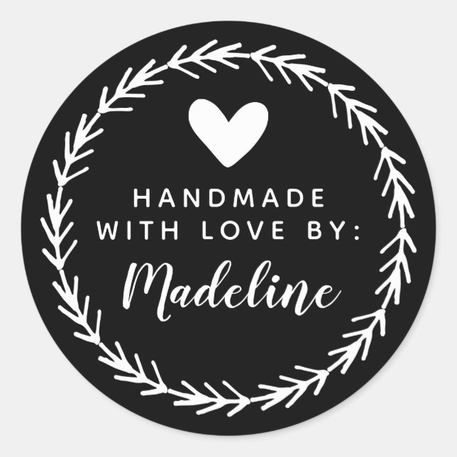 Adesivo Redondo Seu nome | Fabricado manualmente por (Frente)