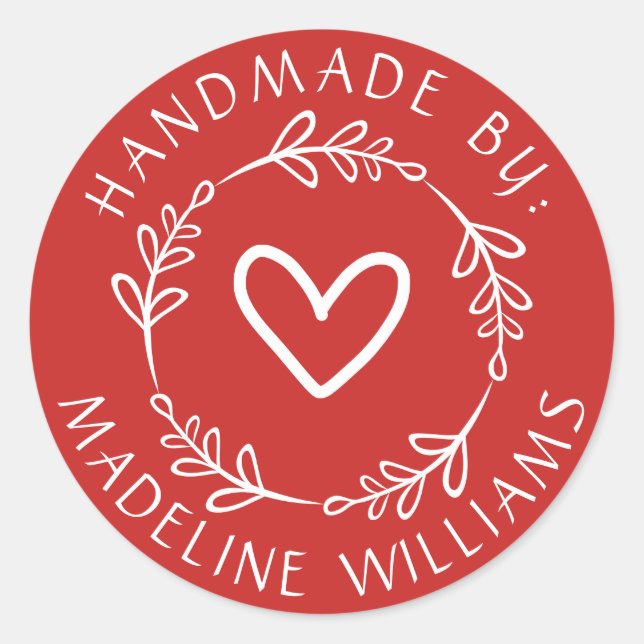 Adesivo Redondo Seu nome | Fabricado manualmente por (Frente)