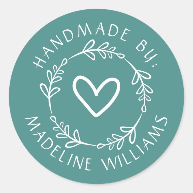 Adesivo Redondo Seu nome | Fabricado manualmente por (Frente)