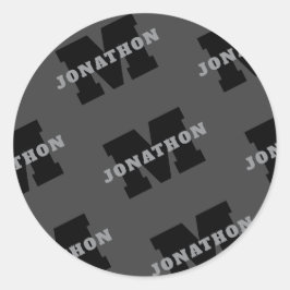 Adesivo Redondo Seu nome ou nome comercial | Cinza Masculina Moder