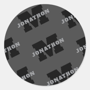 Adesivo Redondo Seu nome ou nome comercial   Cinza Masculina Moder