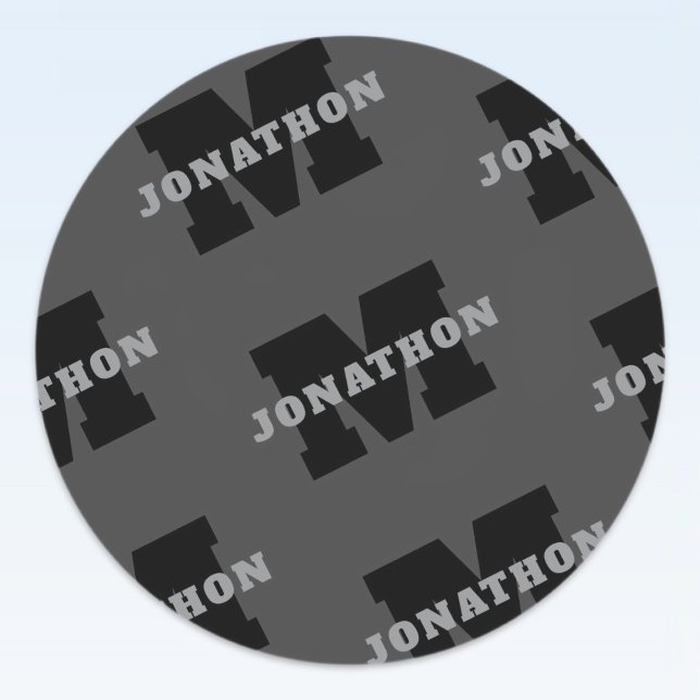 Adesivo Redondo Seu nome ou nome comercial | Cinza Masculina Moder (Criador carregado)