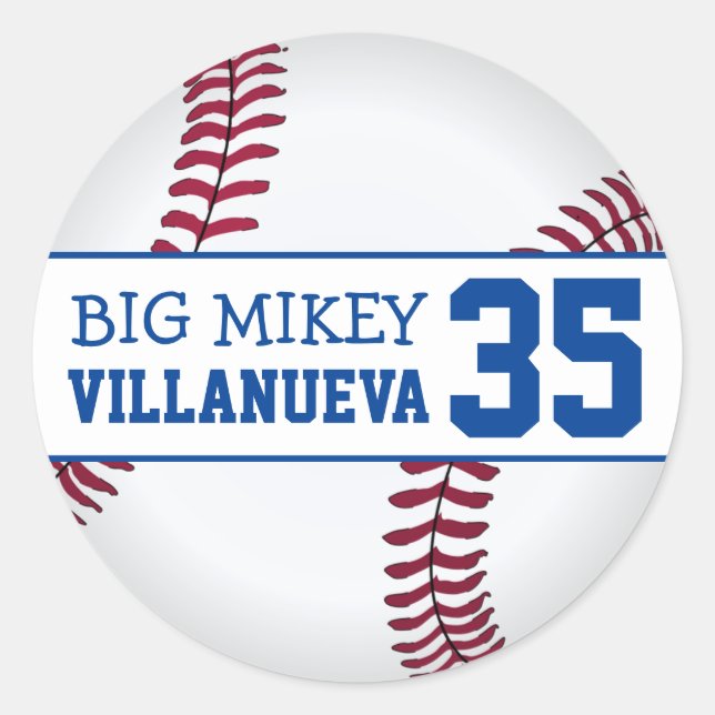 Adesivo Redondo Seu número personalizado de baseball Jersey (Frente)