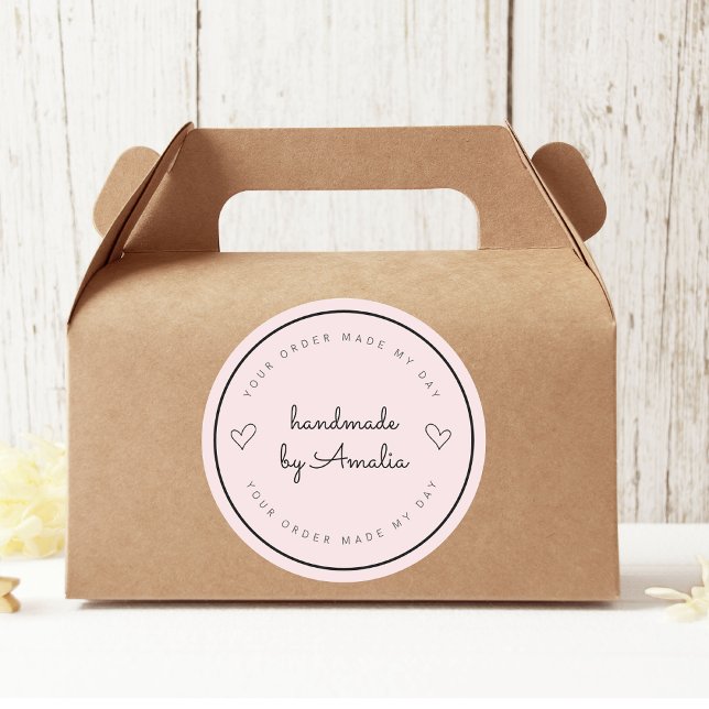 Adesivo Redondo "Seu pedido me faz ganhar o dia | Manuscrito com s (Criador carregado)