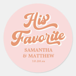 Adesivo Redondo Seu retrato favorito: Casamento cor-de-rosa e lara