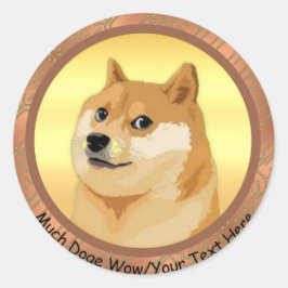 Adesivo Redondo Seu Rosa de texto Dogecoin Dourado Cripto Muita Do