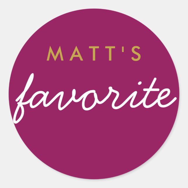 Adesivo Redondo "Seu" Snack Magenta favorito Dourado (Frente)