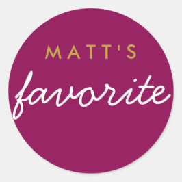 Adesivo Redondo "Seu" Snack Magenta favorito Dourado