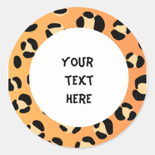 Adesivo Redondo seu texto aqui estilo leopardo