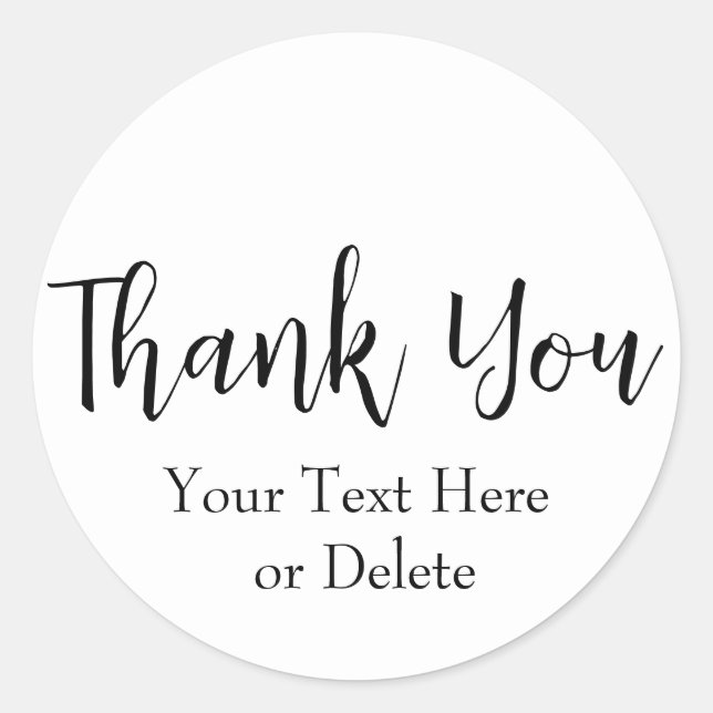 Adesivo Redondo Seu Texto/Cor Personalizado Obrigado (Frente)