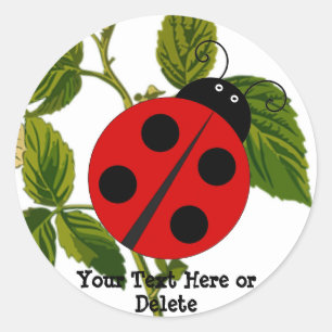 Adesivo Redondo Seu Texto e Cor - Cuja Natureza De Ladybug Vermelh